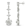 Silver 7x5mm, 6x4mm Pear Shape, 5mm Square, 2.5mm Round Cubic Zirconia Fancy Drop Earrings with butterfly backs