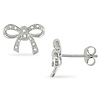Sterling Silver 0.05 CTW Diamond Bow Tie Earrings