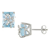 0.06 CTW Diamond & 5.50 CT TGW Blue Topaz - Sky Ear Pin Earrings Silver