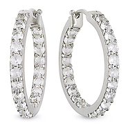 Sterling Silver 4.80 CT TGW Synthetic White Sapphire Hoop Earrings