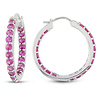 Sterling Silver 3.60 CT TGW Synthetic Pink Sapphire Hoop Earrings