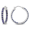 Sterling Silver 3.60 CT TGW Synthetic Sapphire Hoop Earrings