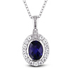 2.00 CT TGW White Topaz Synthetic Sapphire Fashion Pendant with Sterling Silver Chain