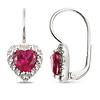 Sterling Silver 0.05 CTW Diamond & 3.20 CT TGW Synthetic Ruby LeverBack Earrings