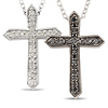 0.25 CTW Black & White Diamond Religious Pendant with Chain Silver