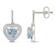 0.01 CTW Diamond & 2 CT TGW Blue Topaz - Sky LeverBack Earrings Silver