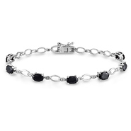 Sterling Silver 0.02 CTW Diamond & 4.33 CT TGW Black Sapphire Bracelet