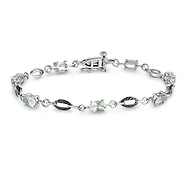 Sterling Silver 2 7/8 CT TGW Green Amethyst Bracelet