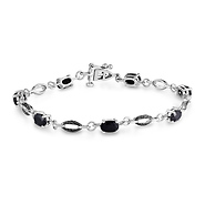 Sterling Silver 4.33 CT TGW Black Sapphire Bracelet