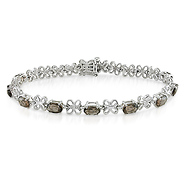 Sterling Silver 0.02 CTW Diamond & 3.75 CT TGW Smokey Quartz Bracelet
