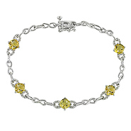 Sterling Silver 0.01 CTW Diamond & 2.50 CT TGW Citrine Bracelet