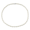 18in Freshwater 3-3.5mm & 5mm 5.5mm Rice & Round Pearl Necklace w/Silver stone Metal Clasp-Clean no Rings