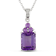 Sterling Silver 5.33 CT TGW Amethyst Amethyst-Brasil Fashion Pendant with Chain