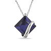 10K White Gold 3.06 CT TGW Synthetic Sapphire Fashion Pendant with Chain