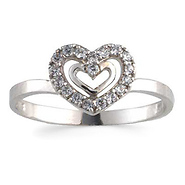 14k White Gold Fancy CZ Heart Ring