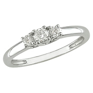 14K White Gold 0.50 CTW Diamond 3 Stone Ring with IGL Certification