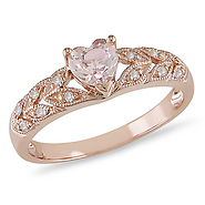 10K Rose Gold 0.50 CT TGW Morganite & Diamond Floral Ring