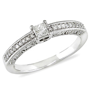 10K White Gold 0.25 CTW Princess Cut Diamond Engagement Ring
