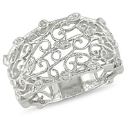 10K White Gold 0.10 CTW Diamond Floral Fancy Ring