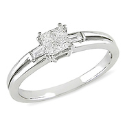 10K White Gold 0.25 CTW Princess Cut Invisible Set Diamond Engagement Ring
