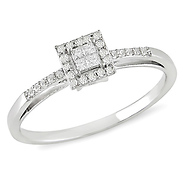 10K White Gold 0.20 CTW Diamond Invisible Set Halo Style Ring