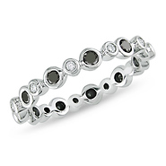 10K White Gold 0.50 CTW Black & White Diamond Eternity Bezel Set Ring