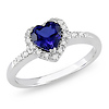 10K White Gold Diamond & 0.90 CT TGW Synthetic Sapphire Heart Ring