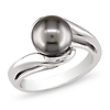 10K White Gold Black Tahitian Pearl Fashion Ring