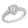 Sterling Silver Round Diamond 0.40 CTW & 0.60 CT TGW Synthetic White Sapphire Fashion Ring