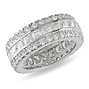 Sterling Silver 9ct TGW 3mm Square & 1.8mm Round Cubic Zirconia Fancy 8mm Wide Eternity Band