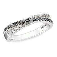 0.25 CTW Black & White Diamond Fashion Ring Silver Black Rhodium