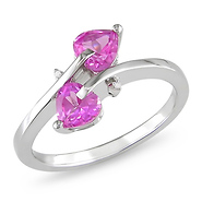 Sterling Silver 0.007 CTW Diamond & 1.00 CT TGW Synthetic Pink Sapphire Fashion Ring