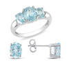 5.50 CT TGW 6x4 - 8x6mm Sky Blue Topaz Set Of Silver Ring & Earring