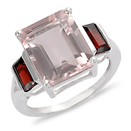 Sterling Silver 6 1/7 CT TGW Rose Quartz Garnet Fashion Ring