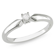 Sterling Silver 0.10 CTW Diamond Solitaire Ring