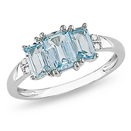 10K White Gold 0.02 CTW Diamond & 1.50 CT TGW Blue Topaz - Sky Fashion Ring