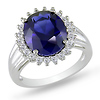 7 7/8 CT TGW Synthetic Sapphire White Topaz Fashion Ring Silver