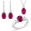 Sterling Silver 9 5/8 CT TGW Synthetic Ruby & Synthetic White Sapphire with Chain