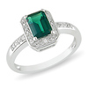 0.06 CTW Diamond & 7/8 CT TGW Synthetic Emerald Fashion Ring Silver