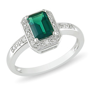 Synthetic Emerald Fashion Silver Ring