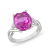 0.01 CTW Diamond & 7.50 CT TGW Synthetic Pink Sapphire Fashion Ring Silver