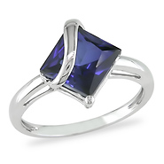 3.06 CT TGW Synthetic Sapphire Fashion Ring 10K White Gold