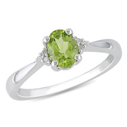 0.03 CTW Diamond & 0.80 CT TGW Peridot Fashion Ring Sterling Silver