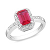 0.06 CT Diamond TW & 1.59 CT TGW Synthetic Ruby Fashion Ring Sterling Silver