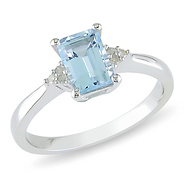 0.03 CTW Diamond & 1.20 CT TGW Blue Topaz - Sky Fashion Ring Silver