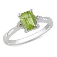 Sterling Silver 0.03 CTW Diamond & 1 CT TGW Peridot Fashion Ring