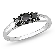 Sterling Silver 0.50 CTW Black Diamond 3 Stone Ring
