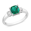Sterling Silver 0.04 CTW Diamond & 1 CT TGW Synthetic Emerald Fashion Ring
