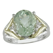0.03 CTW Diamond & 4 CT TGW Green Amethyst Fashion Ring 14K Yellow Gold Silver