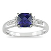 0.05 CTW Diamond & 1.25 CT TGW Synthetic Sapphire Fashion Ring 10K White Gold
